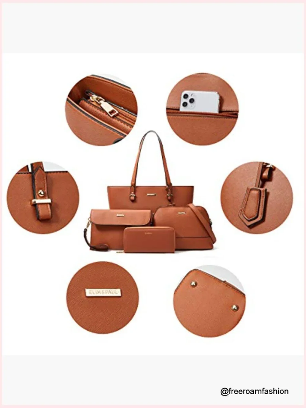 Synthetic Leather Satchel Handbag Set 4pcs Tote Shoulder Crossbody Bag Wallet